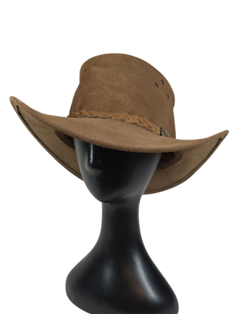 Genuine Jackaroo Leather Hat XL Brown Tan Wide Brim Outback Australian Made